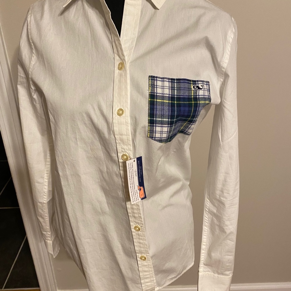 Vineyard Vines button down with plaid